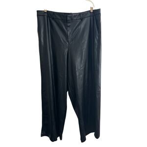 NWT Eloquii Black Wide-Leg Vegan Faux Leather Pants Size 20 High Rise #6475